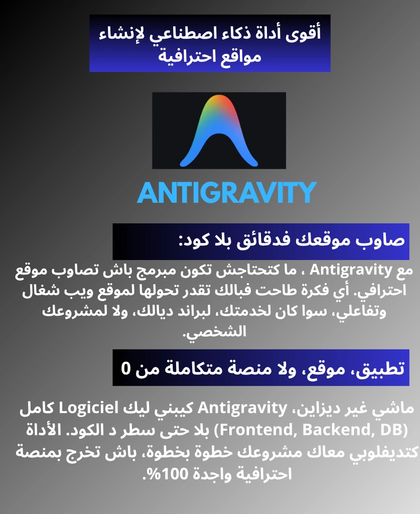 Antigravity لبناء المواقع والتطبيقات