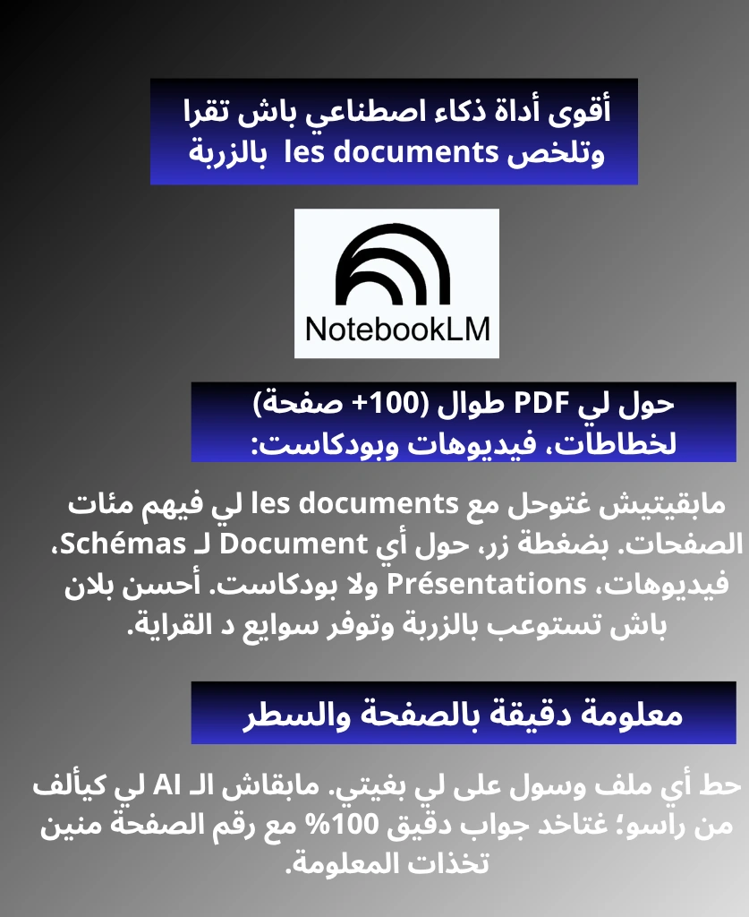 NotebookLM avec Google AI Pro للوثائق والملخصات